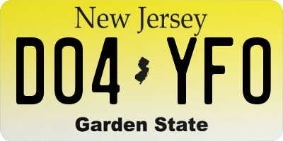 NJ license plate D04YFO