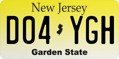NJ license plate D04YGH