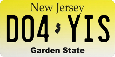 NJ license plate D04YIS