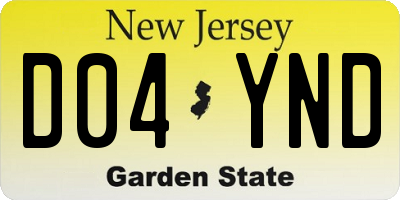 NJ license plate D04YND