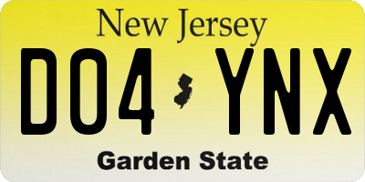 NJ license plate D04YNX