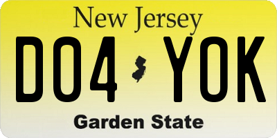 NJ license plate D04YOK