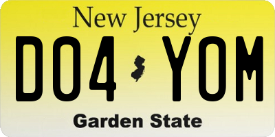 NJ license plate D04YOM