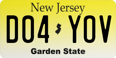 NJ license plate D04YOV