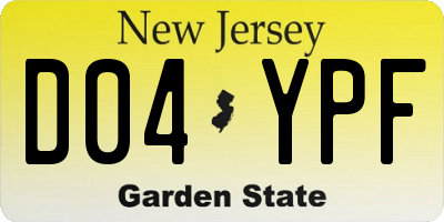 NJ license plate D04YPF