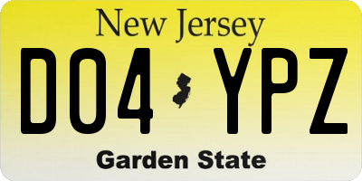 NJ license plate D04YPZ