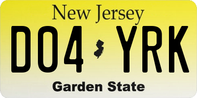 NJ license plate D04YRK