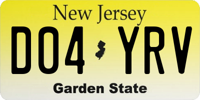 NJ license plate D04YRV