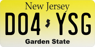 NJ license plate D04YSG
