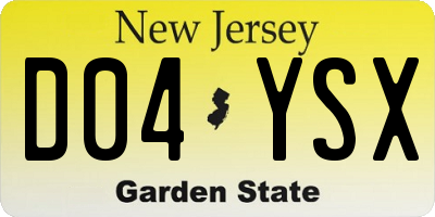 NJ license plate D04YSX