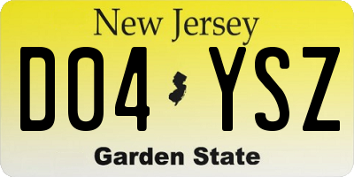 NJ license plate D04YSZ