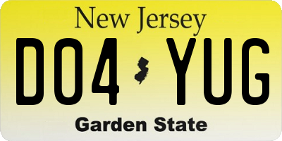 NJ license plate D04YUG