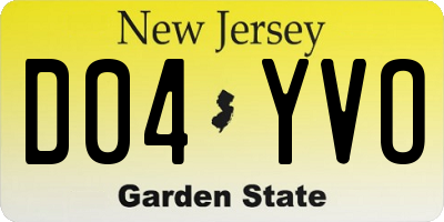 NJ license plate D04YVO