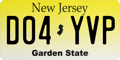 NJ license plate D04YVP