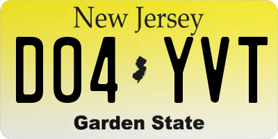 NJ license plate D04YVT