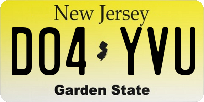 NJ license plate D04YVU