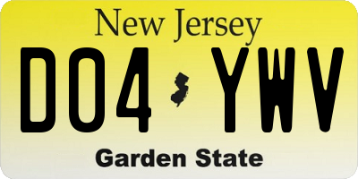 NJ license plate D04YWV
