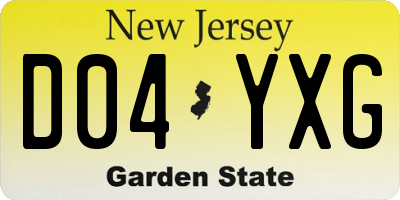 NJ license plate D04YXG