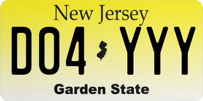 NJ license plate D04YYY