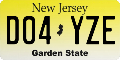 NJ license plate D04YZE