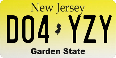 NJ license plate D04YZY