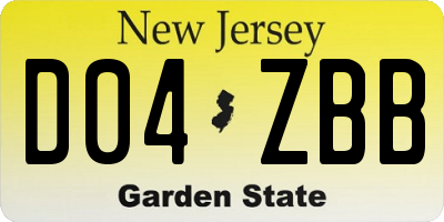 NJ license plate D04ZBB