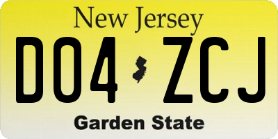 NJ license plate D04ZCJ