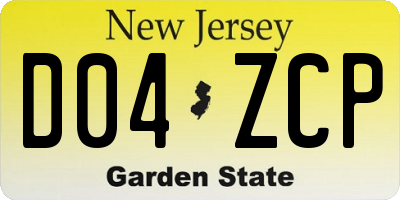 NJ license plate D04ZCP