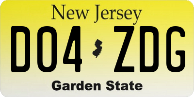 NJ license plate D04ZDG