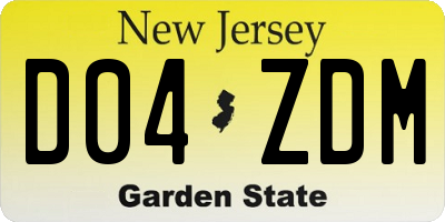 NJ license plate D04ZDM