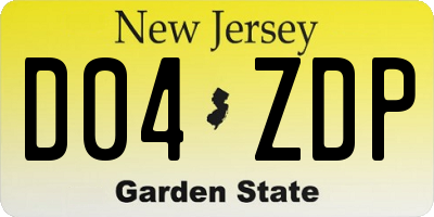 NJ license plate D04ZDP