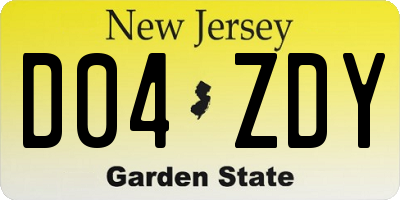 NJ license plate D04ZDY