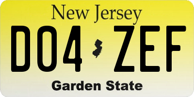 NJ license plate D04ZEF
