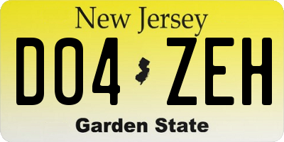 NJ license plate D04ZEH