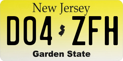 NJ license plate D04ZFH
