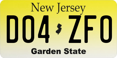 NJ license plate D04ZFO