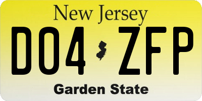 NJ license plate D04ZFP