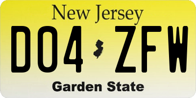 NJ license plate D04ZFW