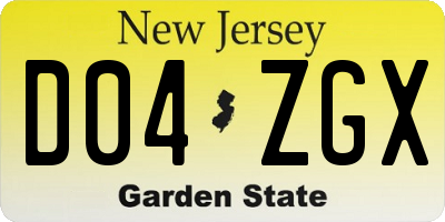 NJ license plate D04ZGX