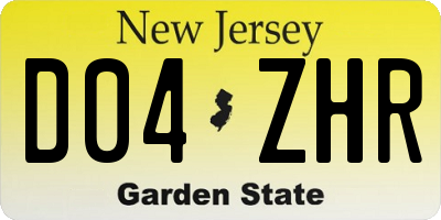 NJ license plate D04ZHR