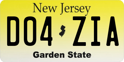 NJ license plate D04ZIA