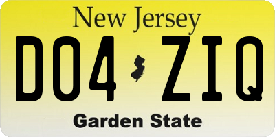 NJ license plate D04ZIQ
