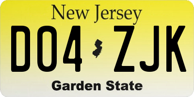 NJ license plate D04ZJK