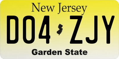 NJ license plate D04ZJY