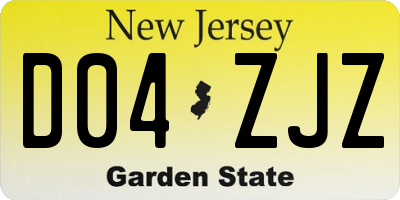 NJ license plate D04ZJZ