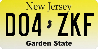 NJ license plate D04ZKF
