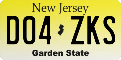 NJ license plate D04ZKS