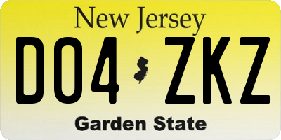 NJ license plate D04ZKZ