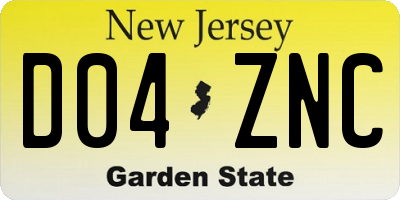 NJ license plate D04ZNC