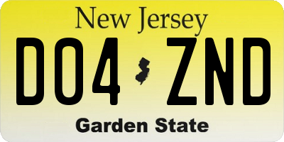 NJ license plate D04ZND